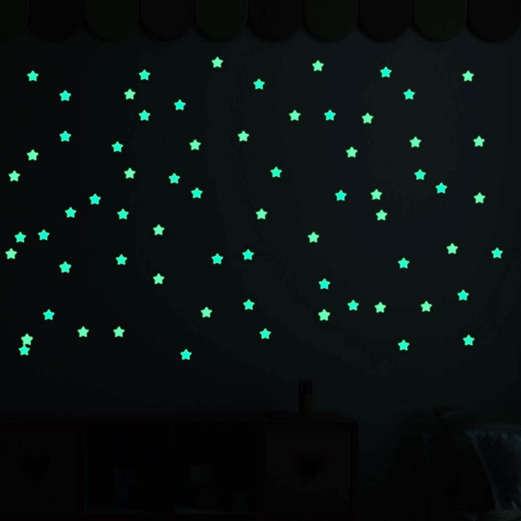 100-Pieces: Colorful Luminous Stars Plastic Wall Sticker