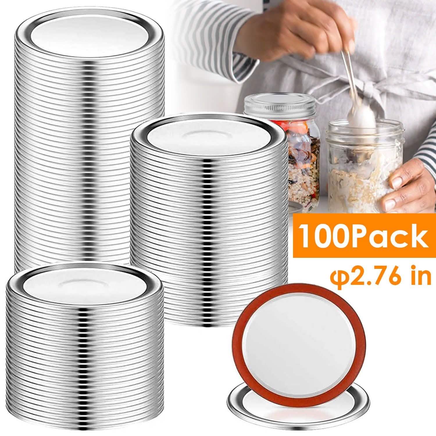 100-Pieces: Regular Mouth Canning Lids