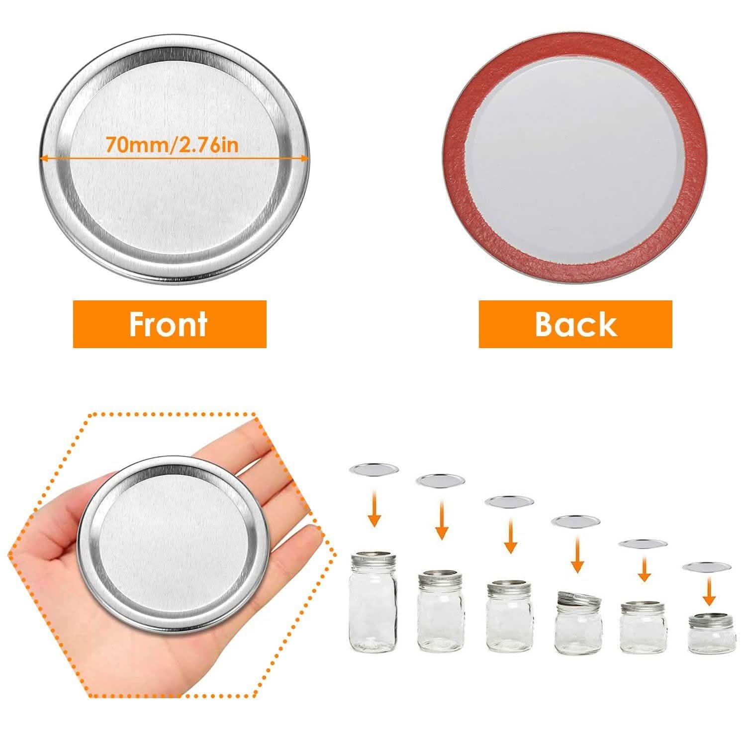 100-Pieces: Regular Mouth Canning Lids