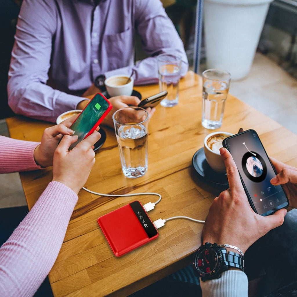 10000 mAh Portable Powerbank Mini with Dual USB Ports LCD Display