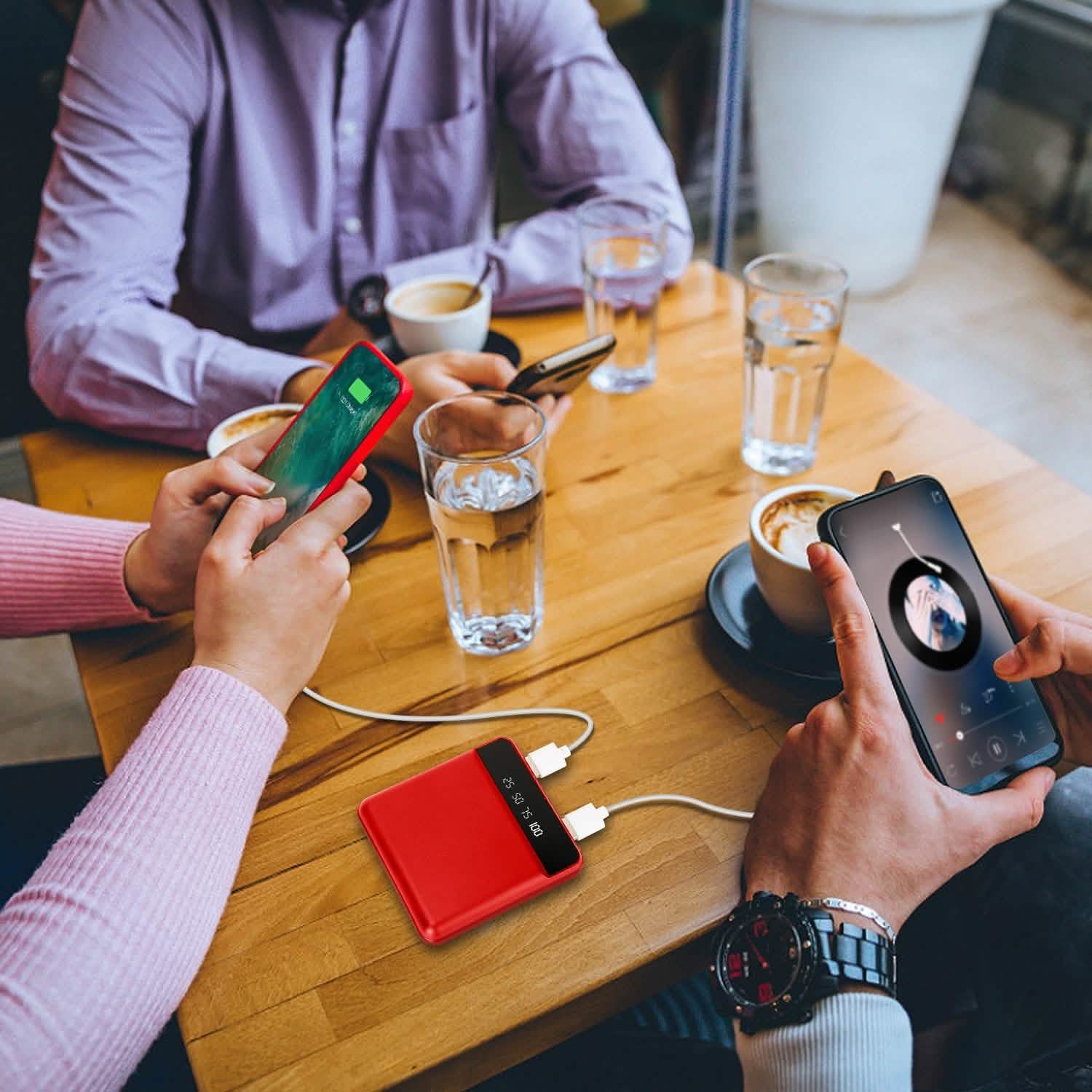 10000 mAh Portable Powerbank Mini with Dual USB Ports LCD Display
