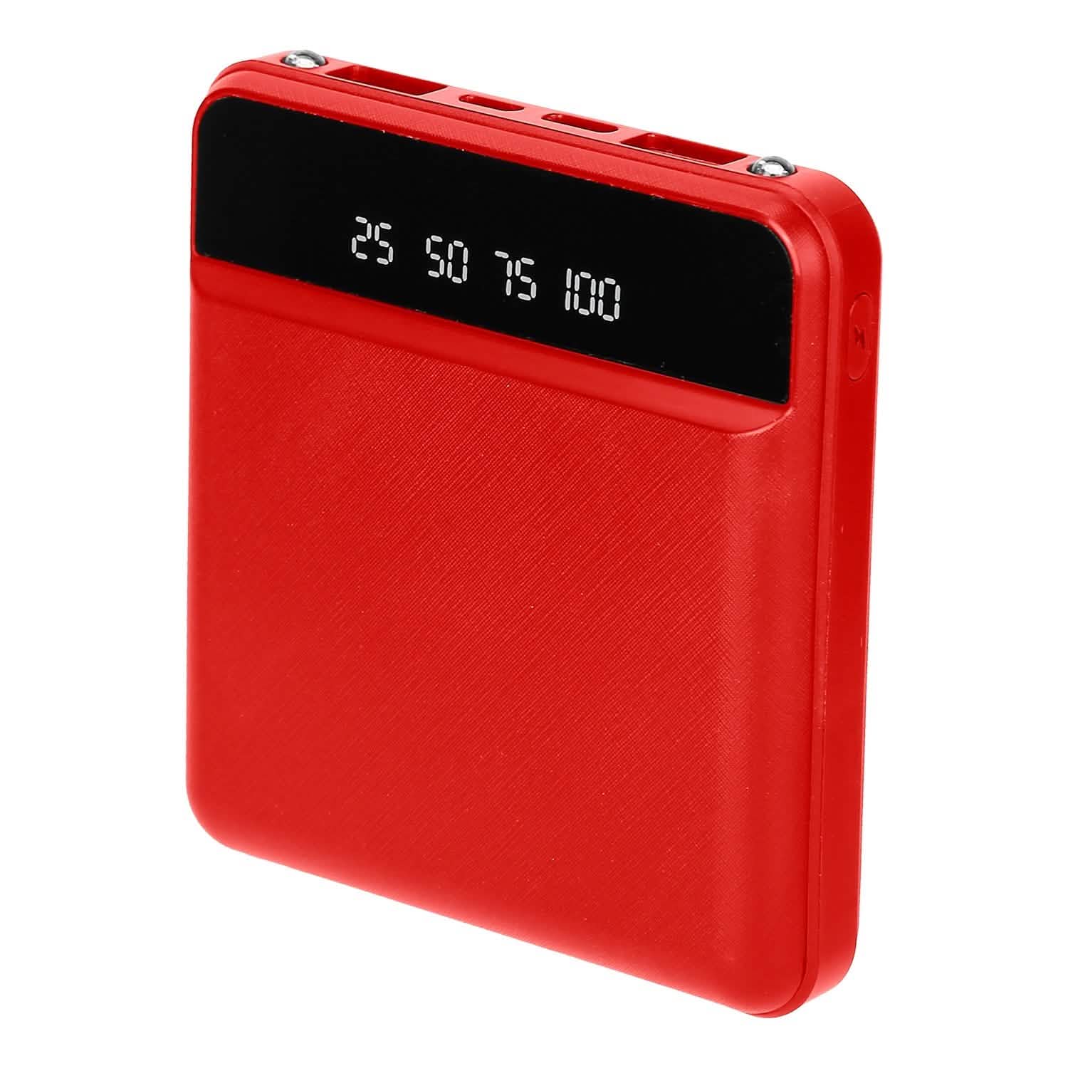 10000 mAh Portable Powerbank Mini with Dual USB Ports LCD Display