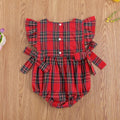 Infant Toddler Summer Stripes Flounced Sleeve Dress Girls' Christmas Plaid Romper