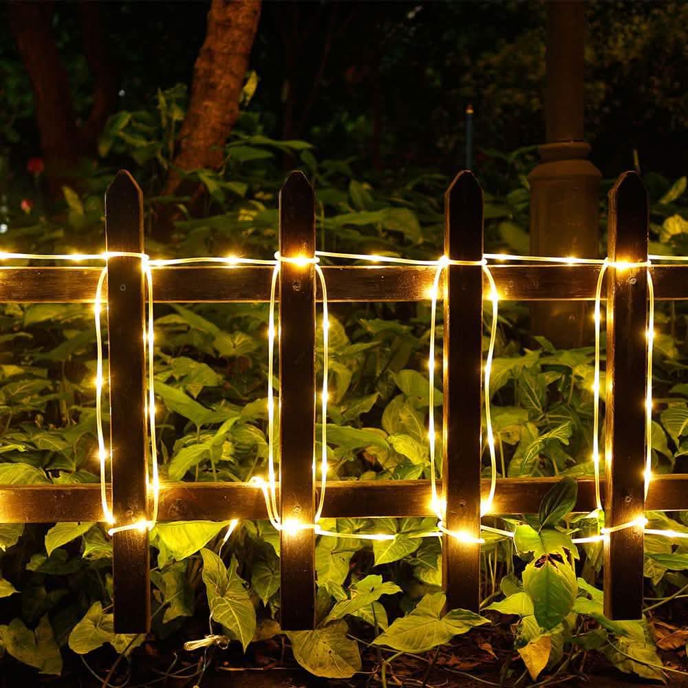 100 LED Solar Power Fairy String Rope Light - Warm White