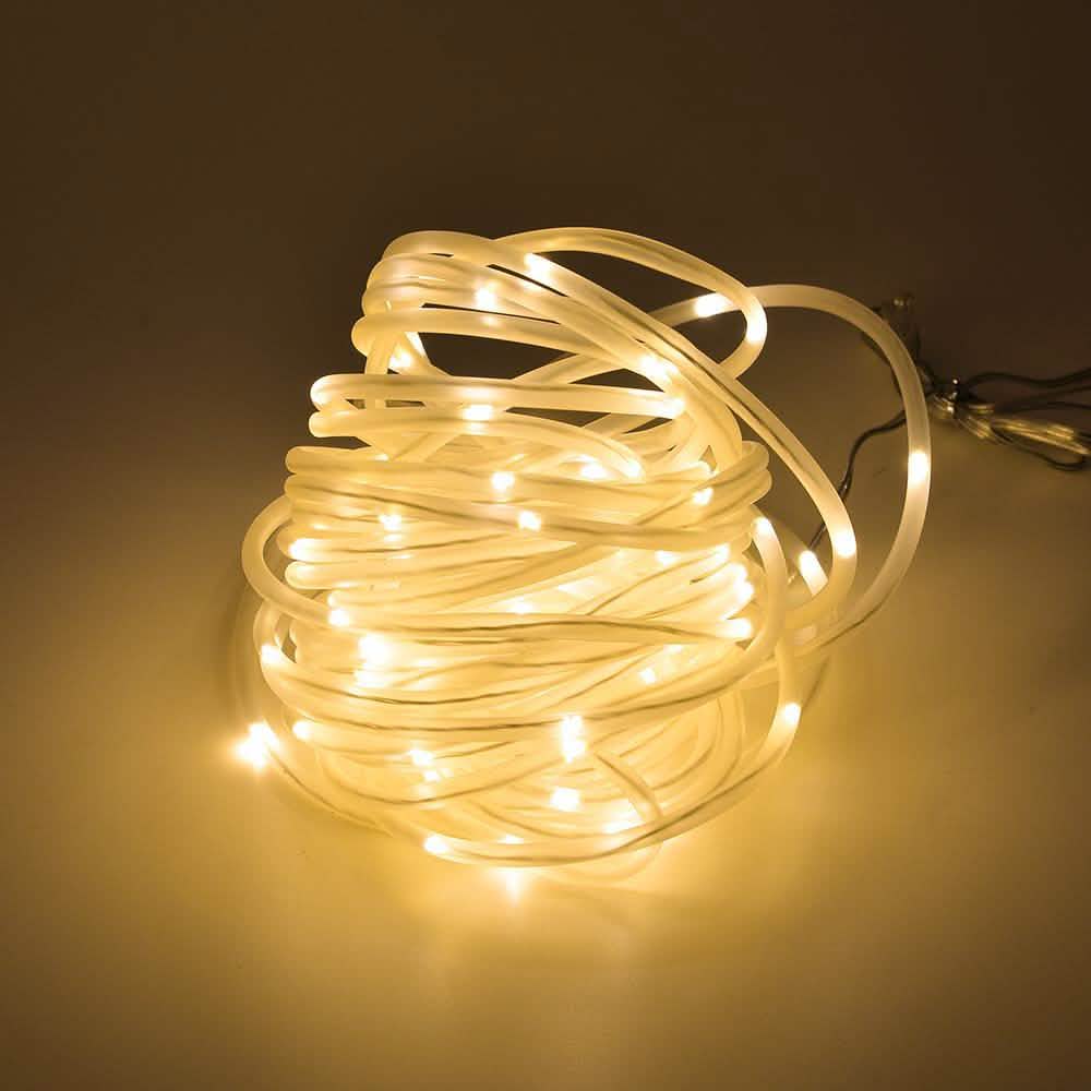 100 LED Solar Power Fairy String Rope Light - Warm White
