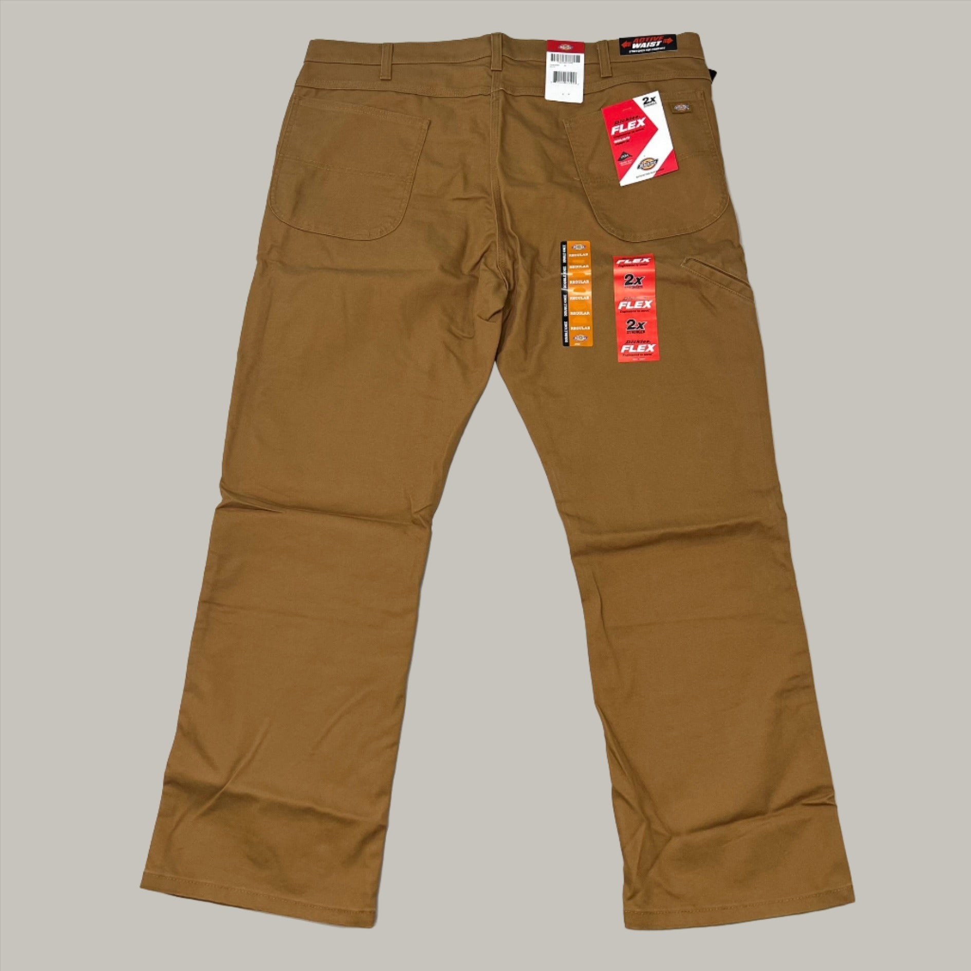 DICKIES Flex Regular Fit Double Knee Pant Men's Sz 42X30 Stonewashed Brown Duck