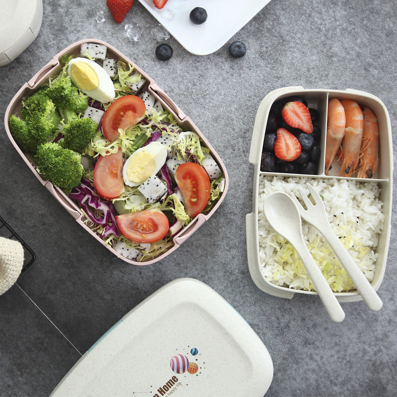 Double Layer Lunch Box Student Bento Tableware Set
