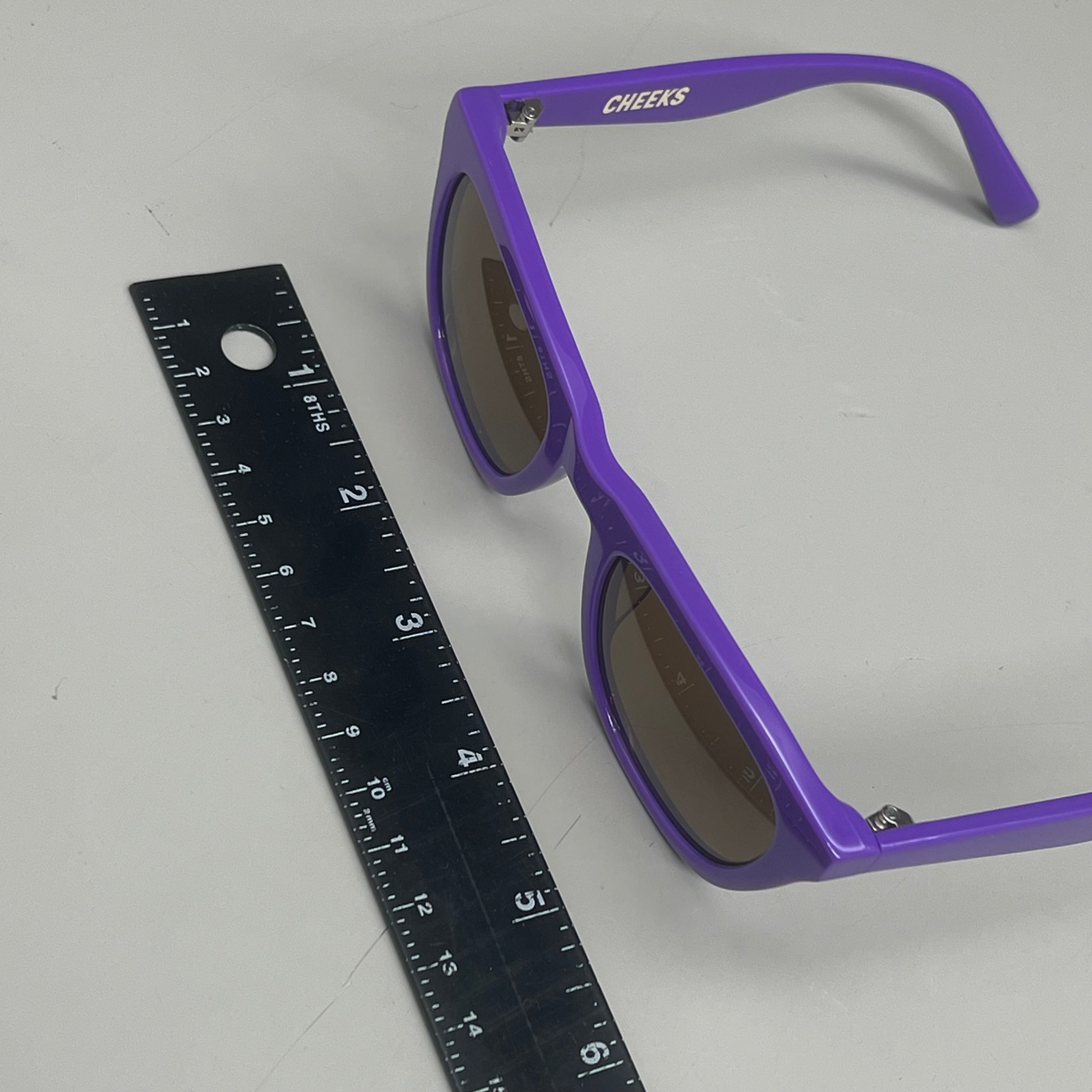 FRIDA MAE CHEEK Clemente Square Polarized Lens Sunglasses Purple SUN-SQUARE-PUR AS-IS