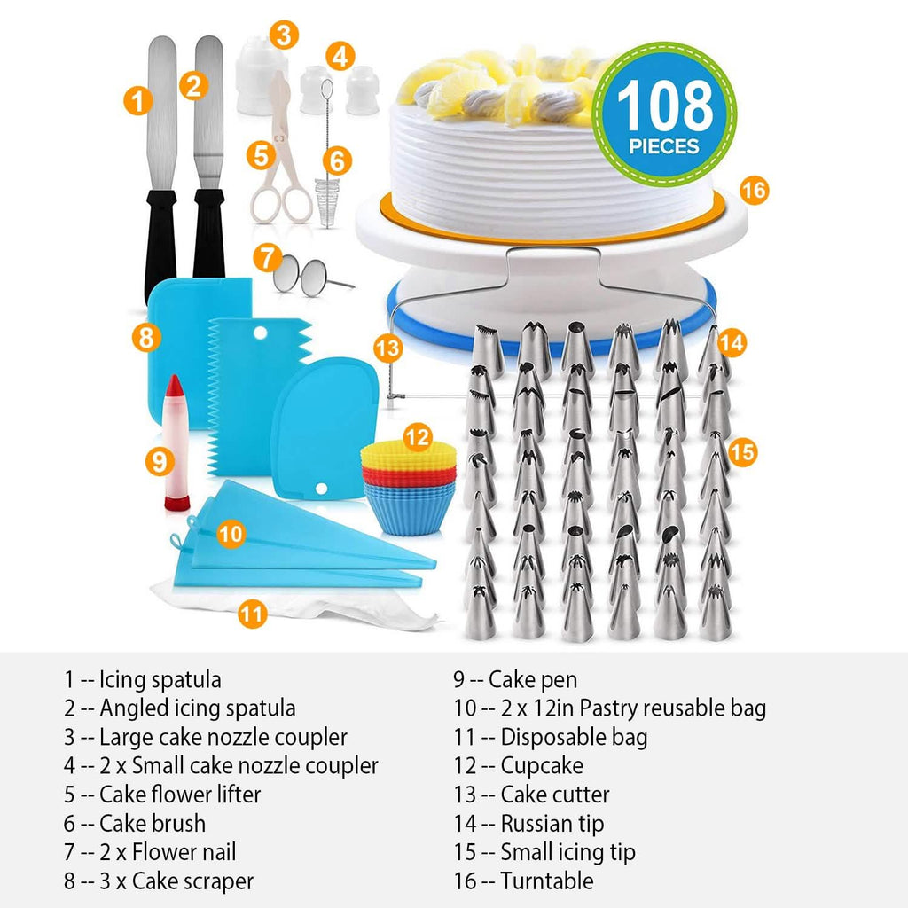108-Piece: Cake Decorating Supplies Kit