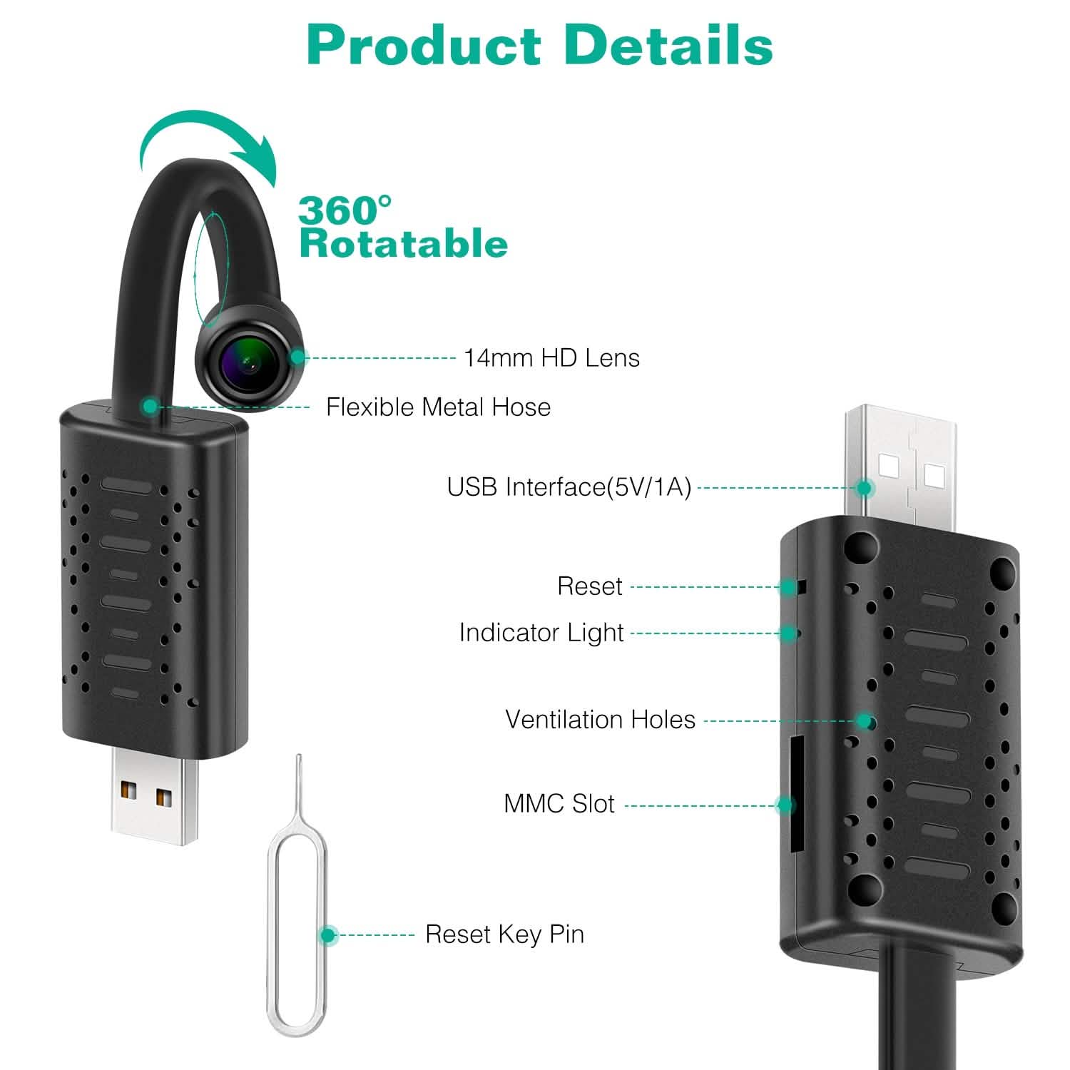 1080P HD Mini USB IP Camera Motion Detection