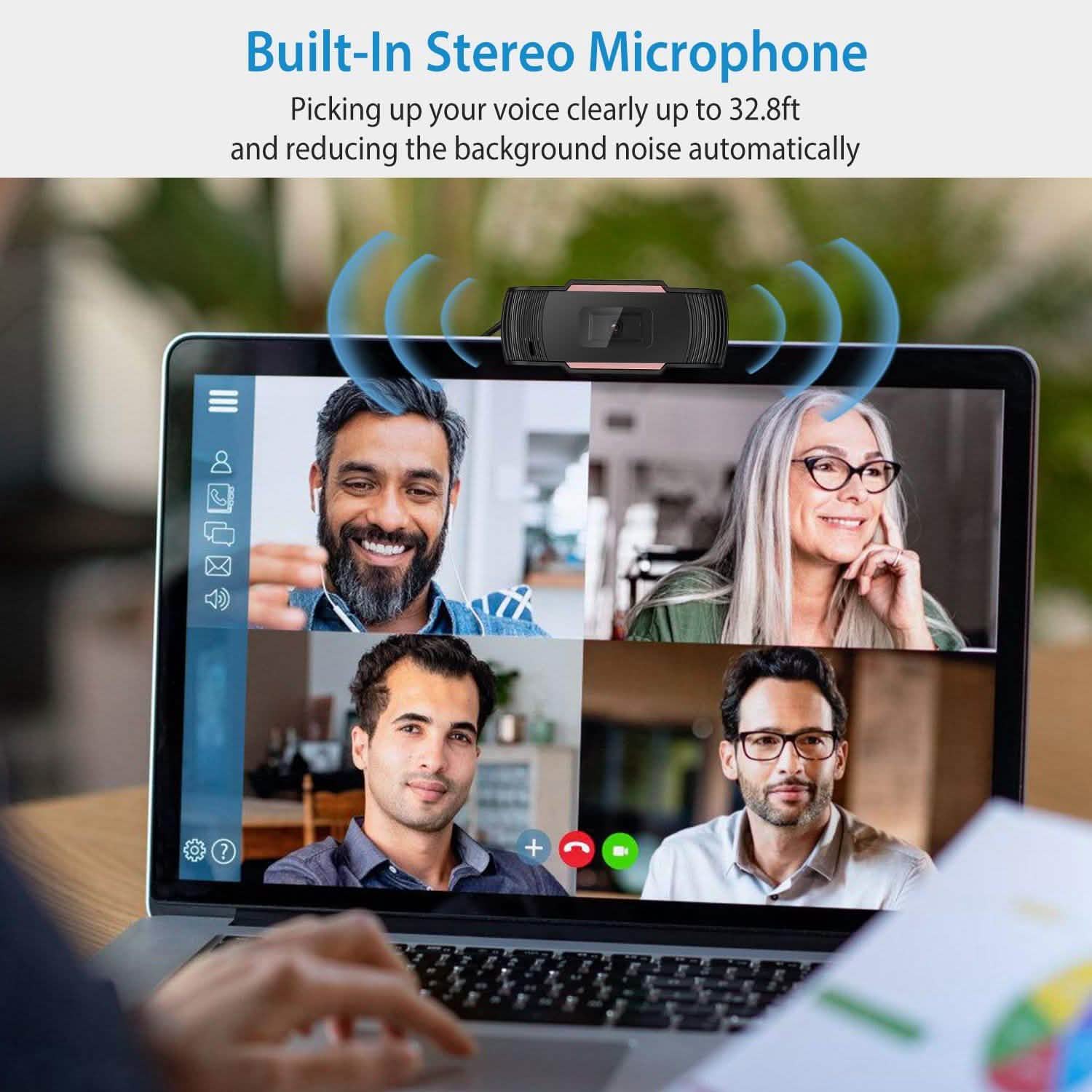 1080P USB Webcam 170 Degree Vertical Adjustment with Clip