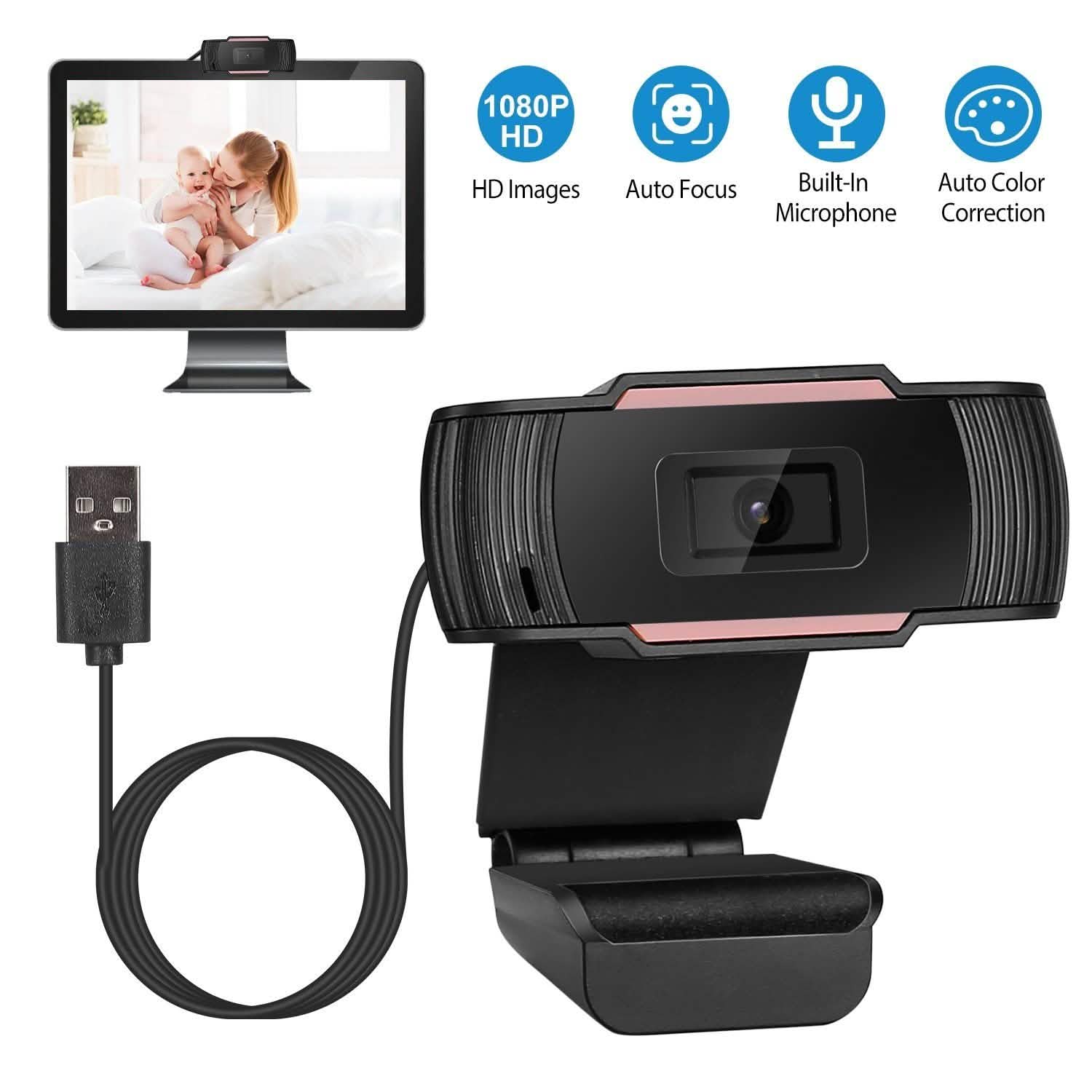1080P USB Webcam 170 Degree Vertical Adjustment with Clip