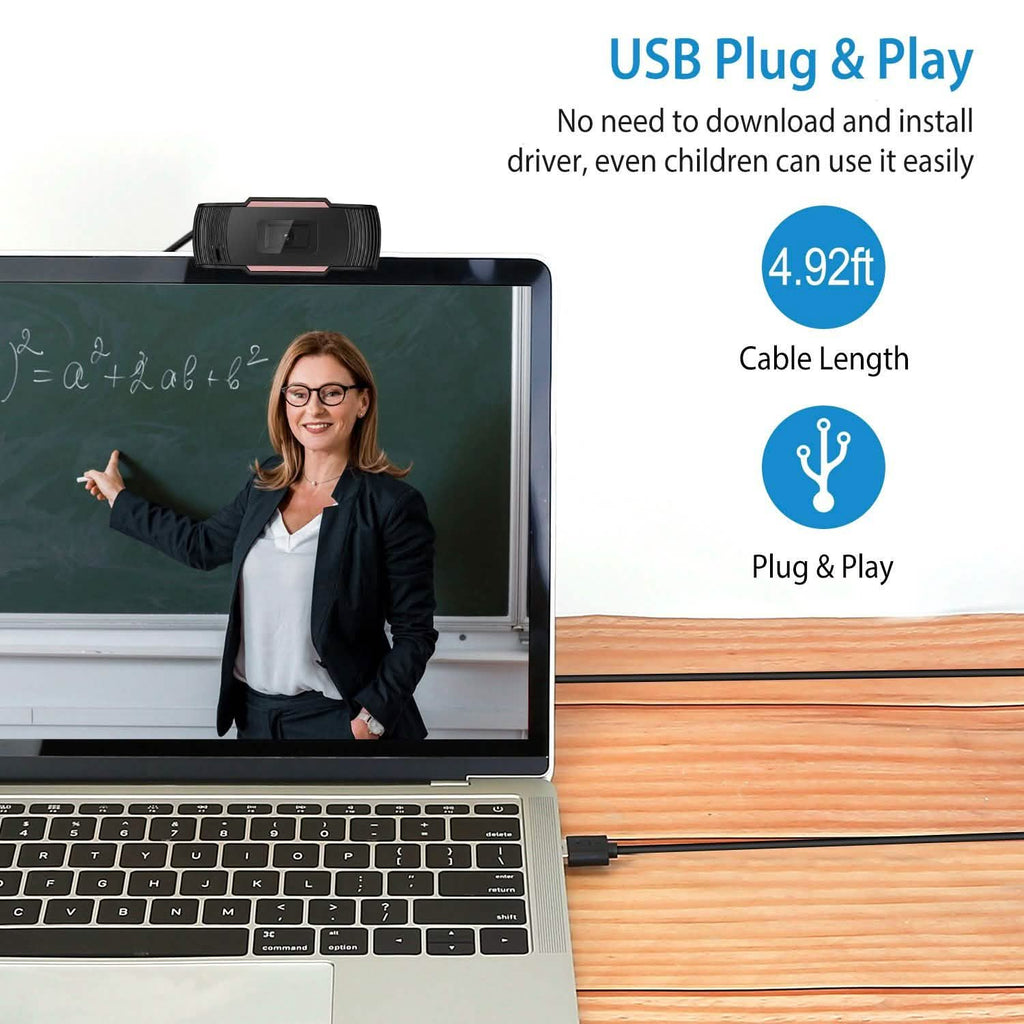 1080P USB Webcam 170 Degree Vertical Adjustment with Clip