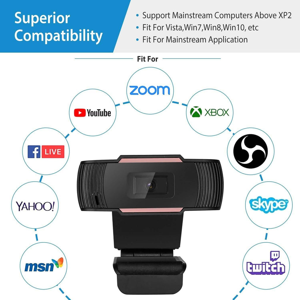 1080P USB Webcam 170 Degree Vertical Adjustment with Clip