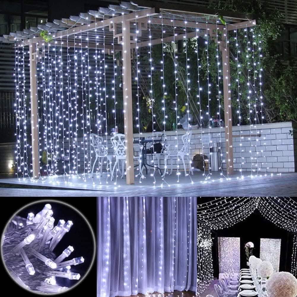 10Ft 300 LED Cool White Window Curtain String Light