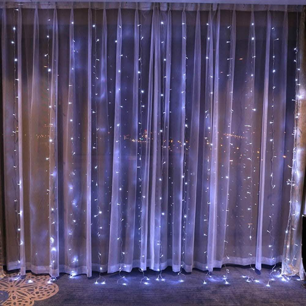 10Ft 300 LED Cool White Window Curtain String Light