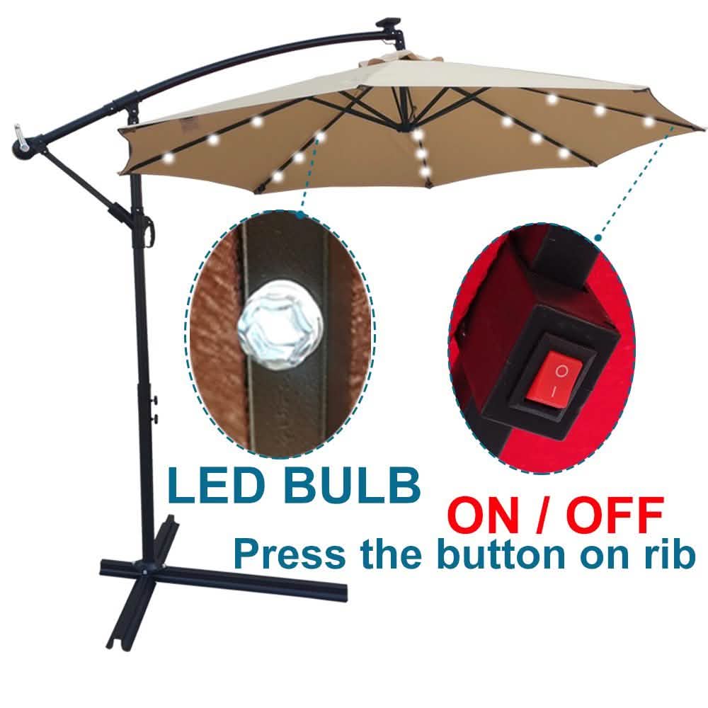 10ft Solar-Powered Patio Umbrella