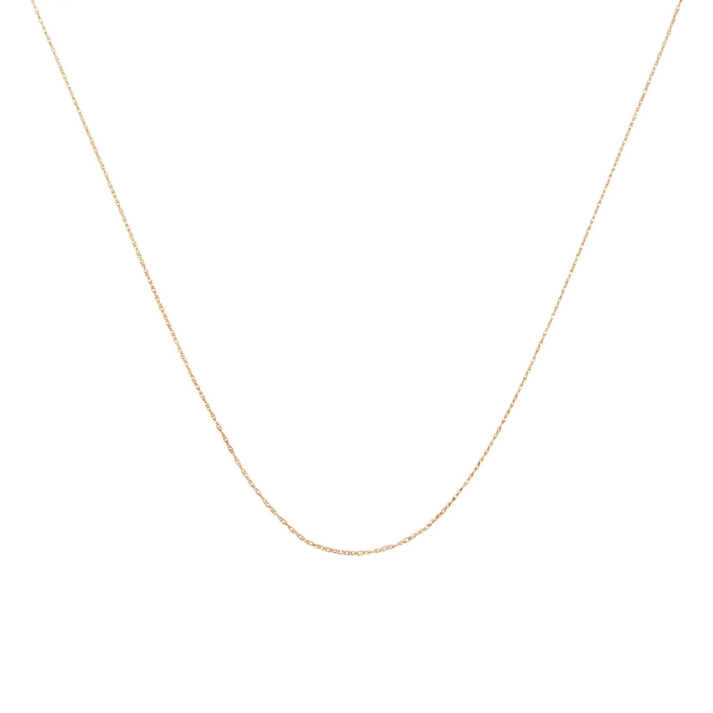 10K Gold 0.5 mm Slender & Dainty Fine Rope Chain Necklace