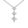 10K Gold 1/5 Cttw Princess Cut Diamond 3 Stone Drop 18" Pendant Necklace (H-I Color, SI2-I1 Clarity)