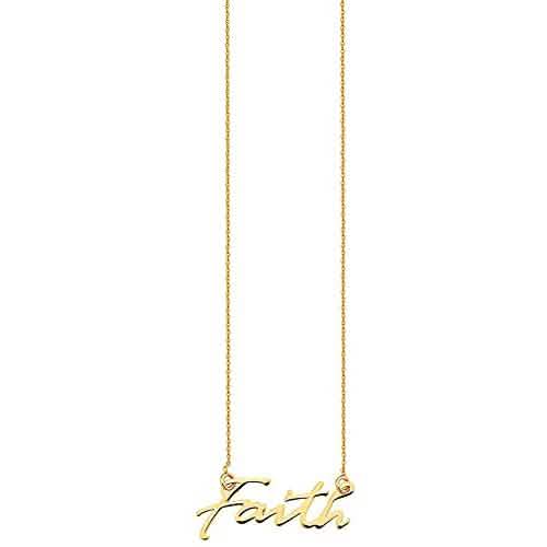 10K Gold Faith Necklace for Women Adjustable from 16" to 18"