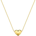 10K Gold Puffed Heart Necklace for Women Adjustable