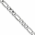 10K Solid White Gold Figaro Chain Necklace