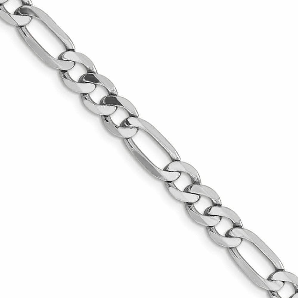 10K Solid White Gold Figaro Chain Necklace