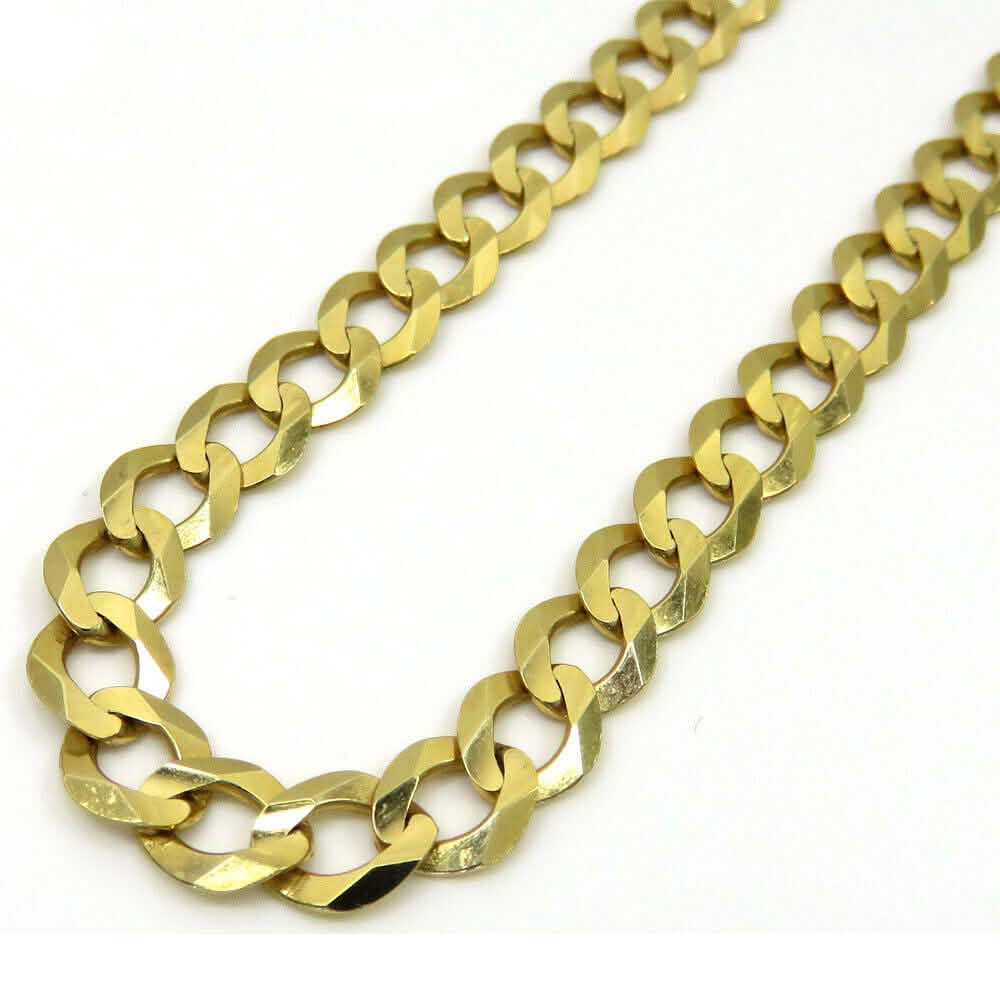 10K Solid Yellow Gold Curb Cuban Link Chain Pendant Necklace 7mm