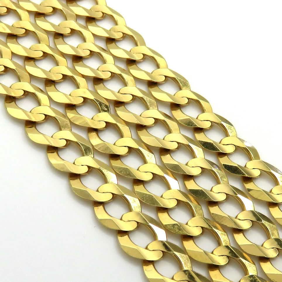 10K Solid Yellow Gold Curb Cuban Link Chain Pendant Necklace 7mm