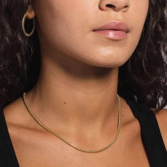 10K Yellow Gold 2MM Wheat Franco Box Chain Pendant Necklace