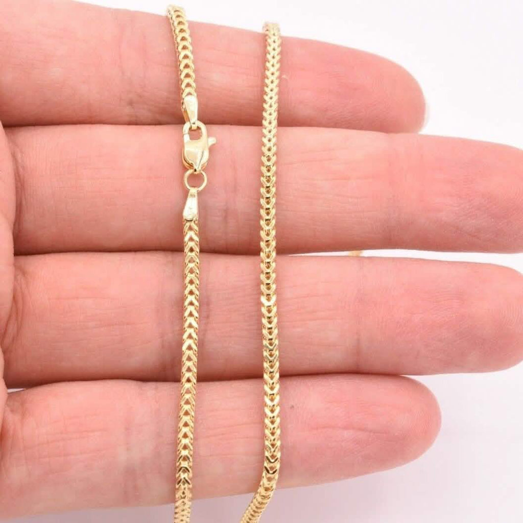 10K Yellow Gold 2MM Wheat Franco Box Chain Pendant Necklace