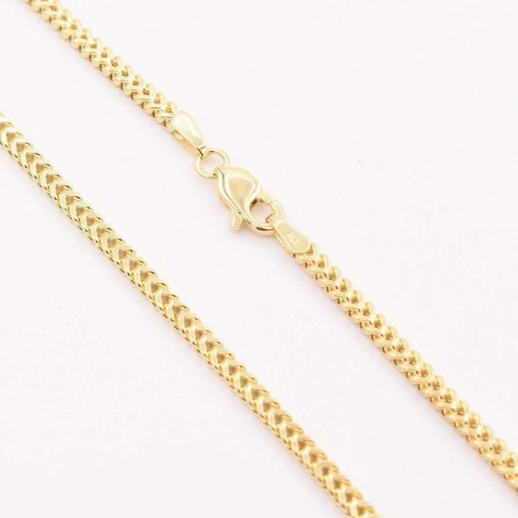 10K Yellow Gold 2MM Wheat Franco Box Chain Pendant Necklace