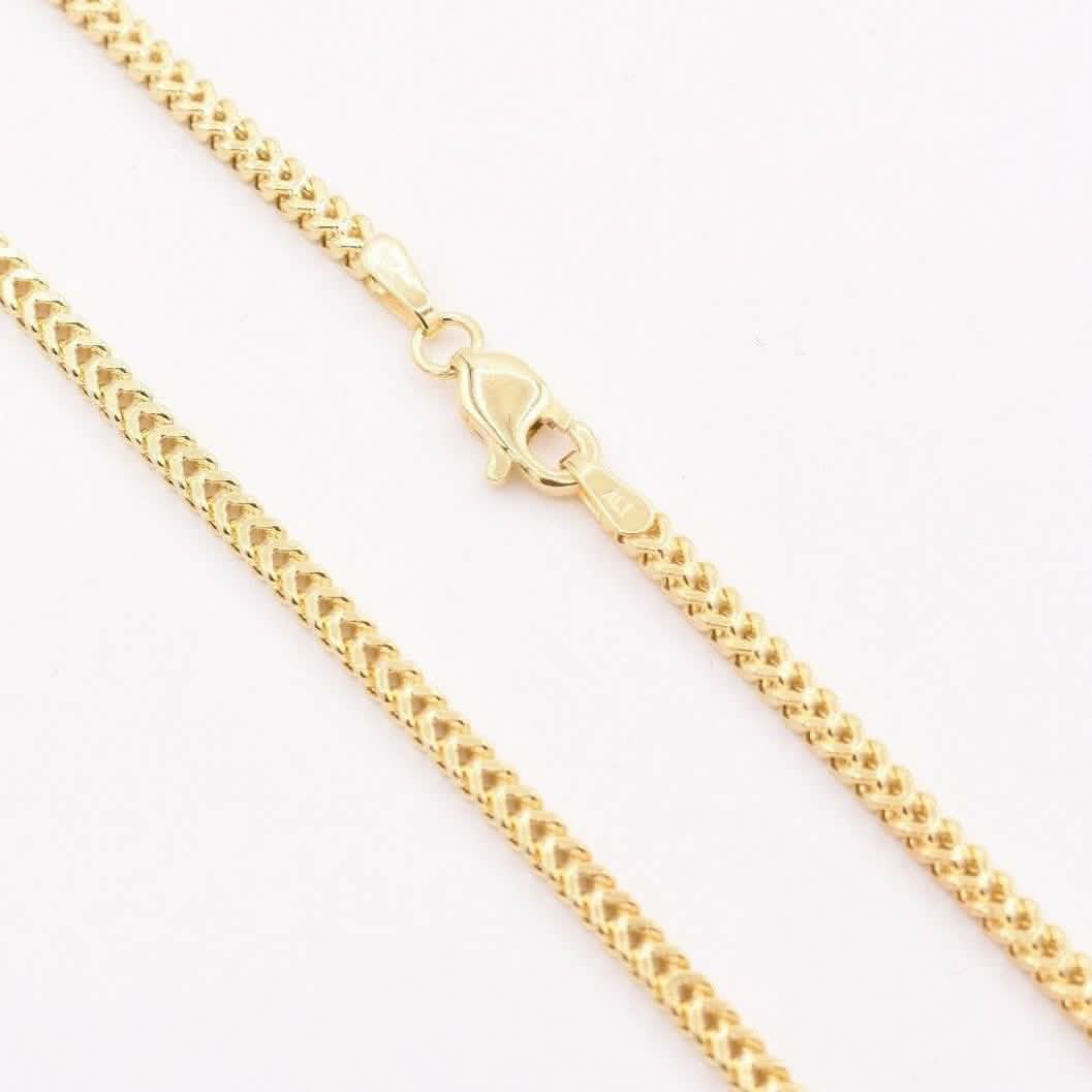 10K Yellow Gold 2MM Wheat Franco Box Chain Pendant Necklace