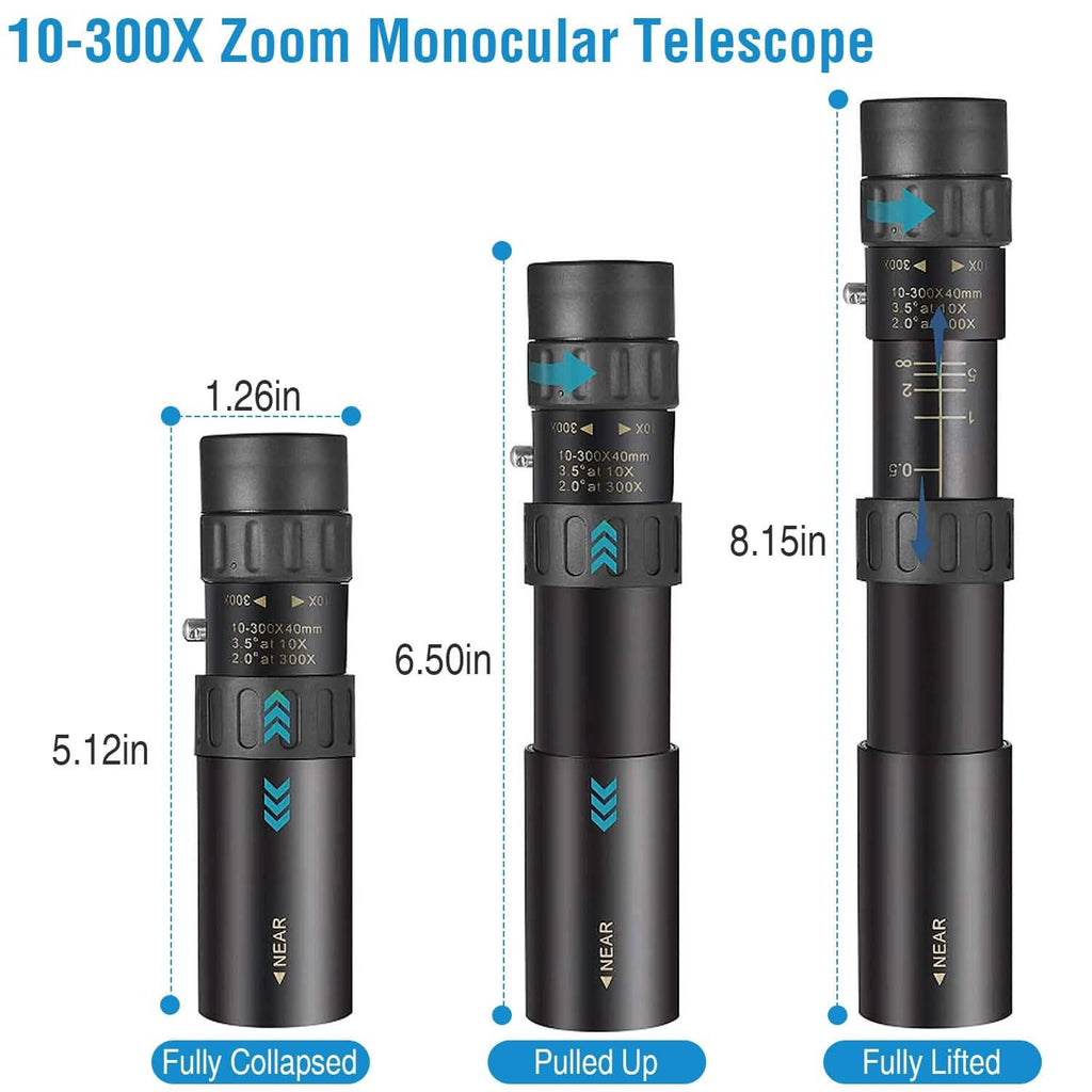 10X-300X Zoom Monocular Telescope High Definition Phone Telephoto Lens