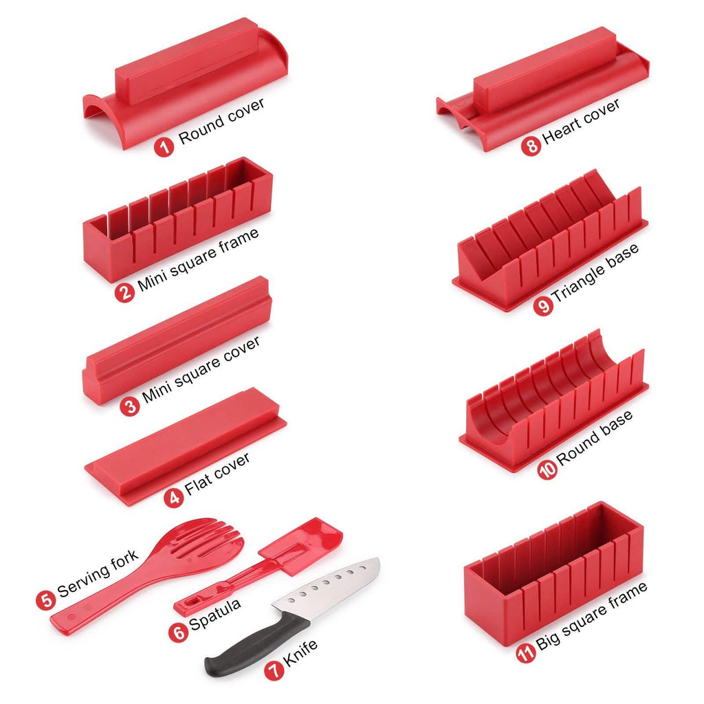 11-Piece: Sushi Making Kit Sushi Rolls with Premium Sushi Knife