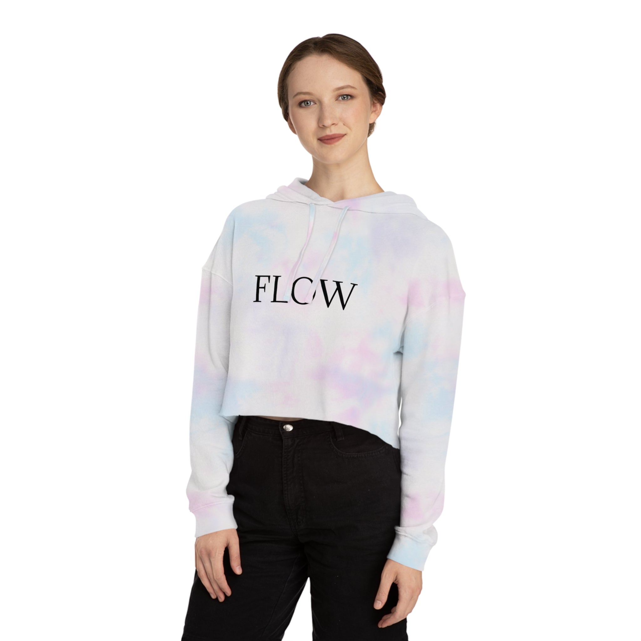 Cropped Hoodie Sweatshirt for Women with Cropped Design and Ribbed Cuffs