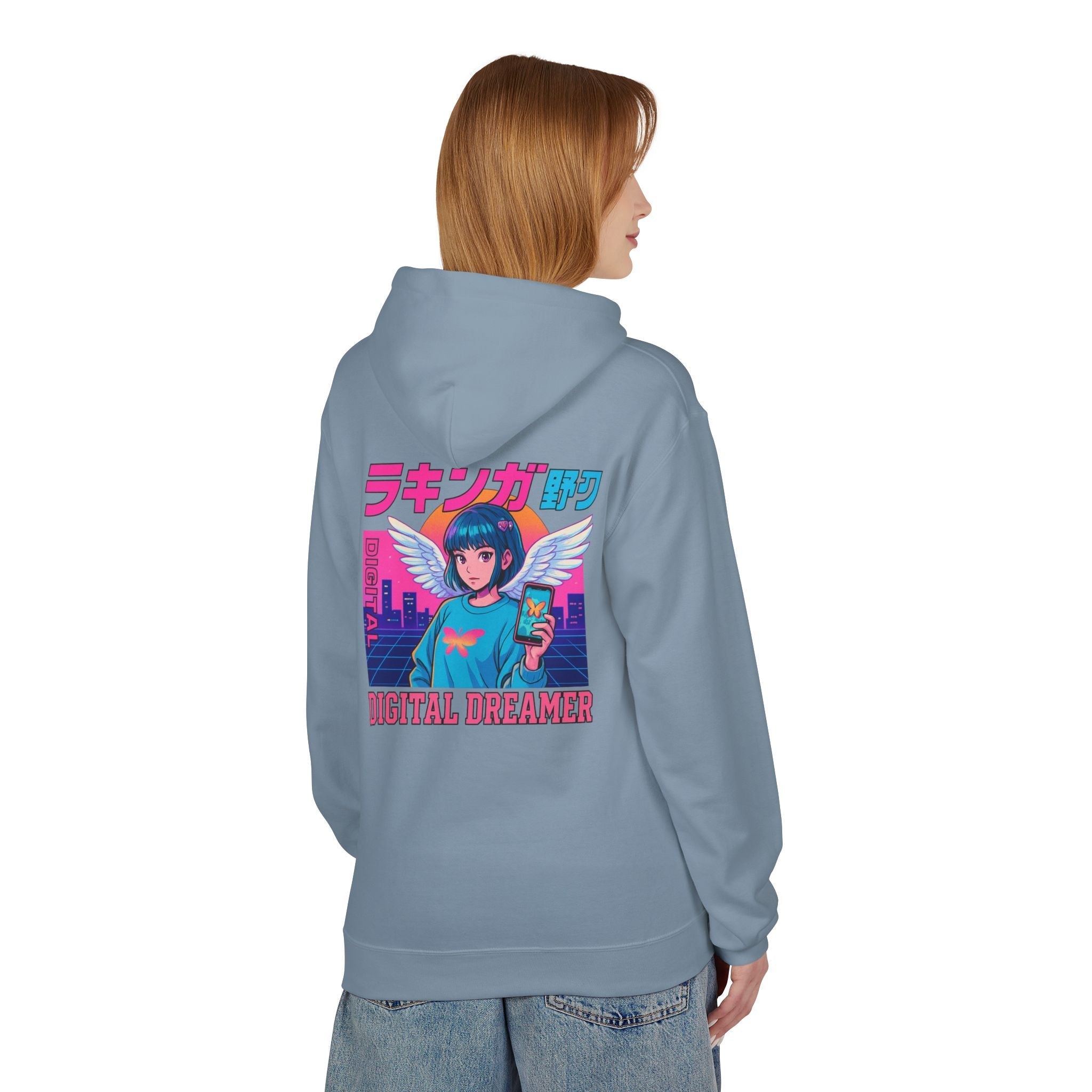 Digital Dreamer Unisex Fleece Hoodie, Cozy Graphic Sweatshirt, Anime Style Hoodie, Perfect Gift for Gamers, Casual Streetwear