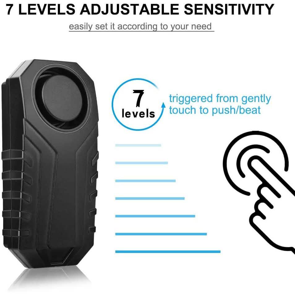 113dB Wireless Vibration Motion Sensor Waterproof Bike Alarm with Remote