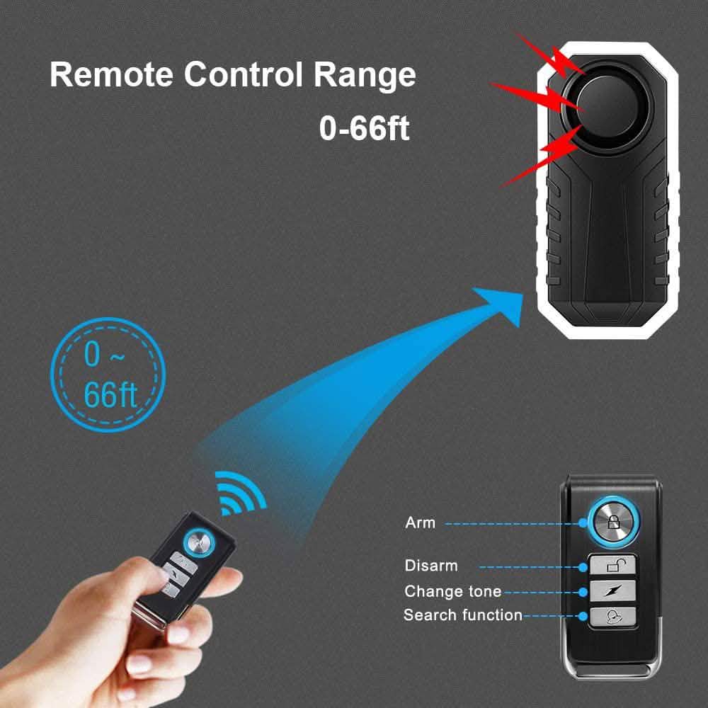 113dB Wireless Vibration Motion Sensor Waterproof Bike Alarm with Remote