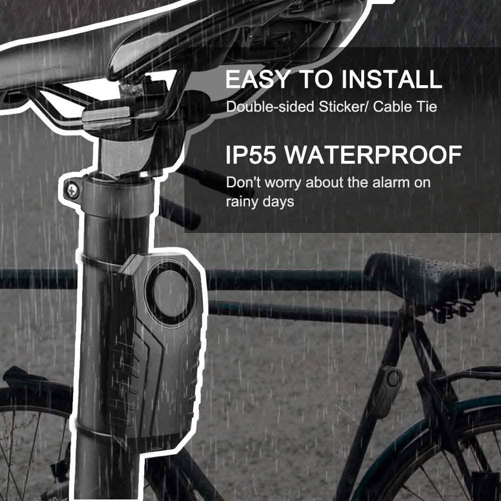 113dB Wireless Vibration Motion Sensor Waterproof Bike Alarm with Remote