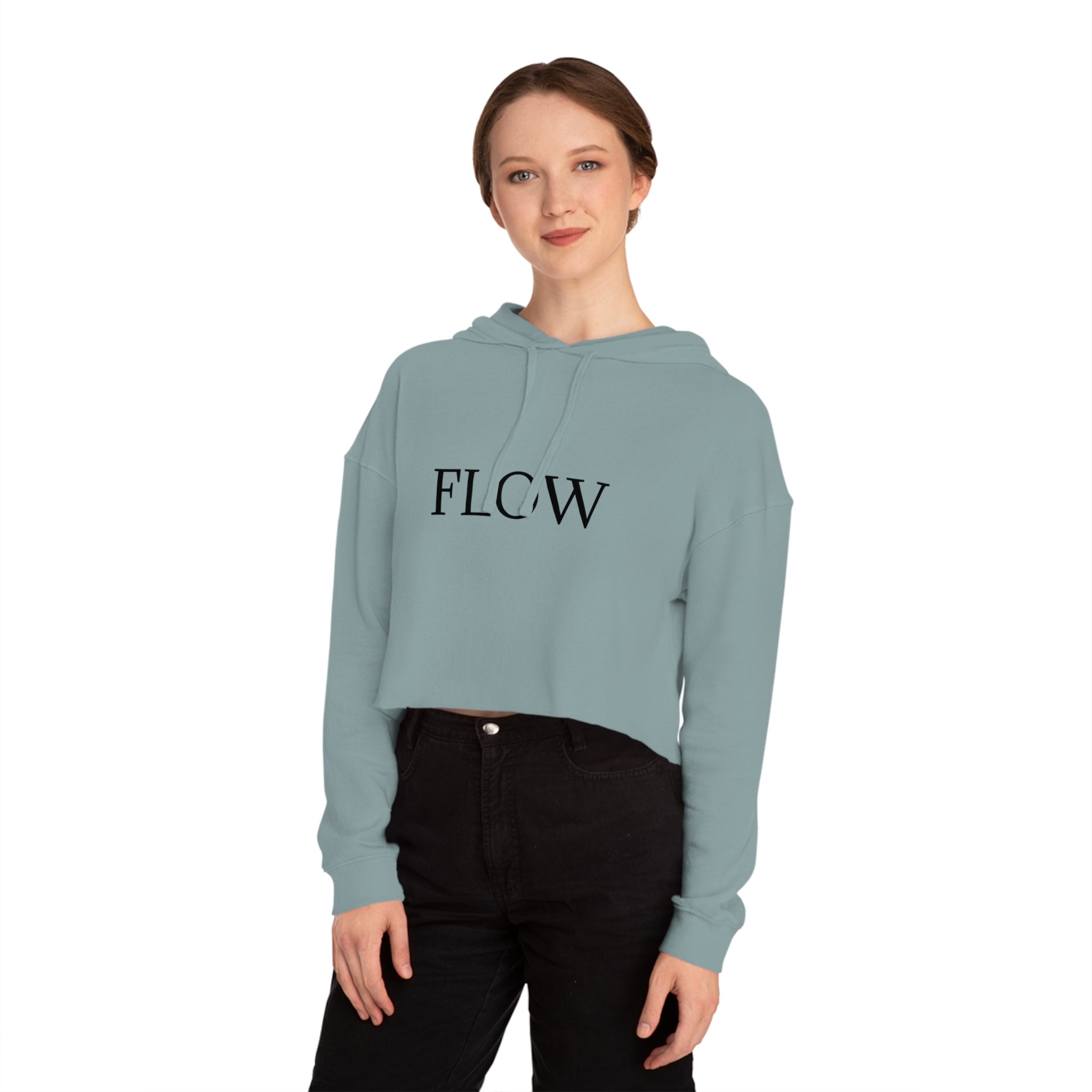 Cropped Hoodie Sweatshirt for Women with Cropped Design and Ribbed Cuffs