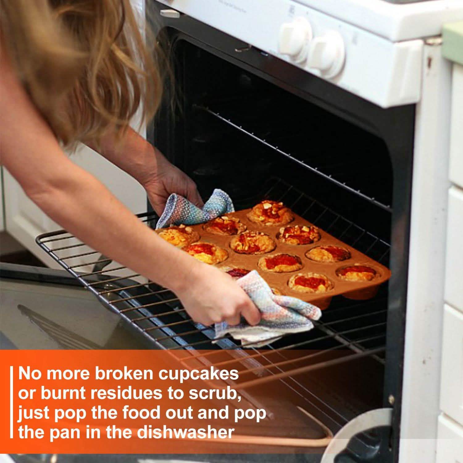 12 Cup Non-Stick Cupcakes Muffin Baking Pan Silicone Mold