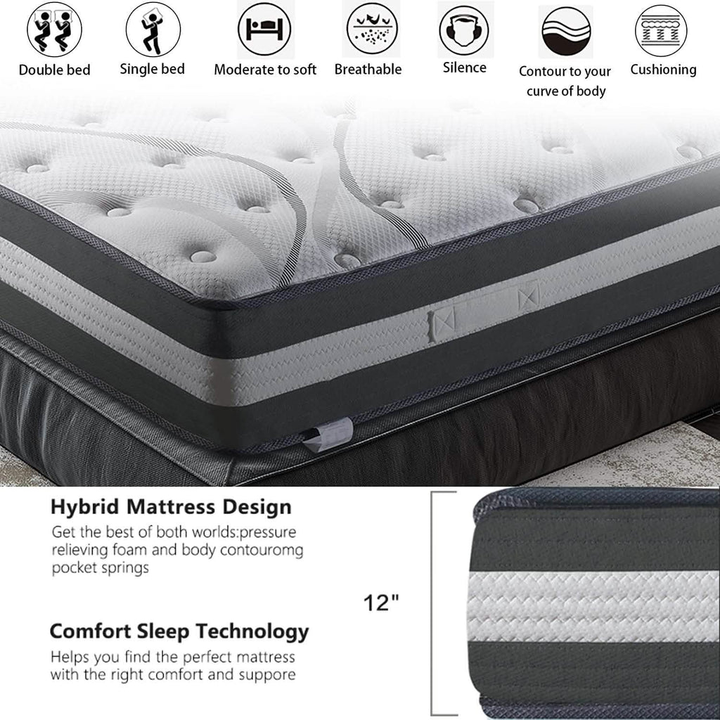 12" Hybrid Pocket Spring Mattress