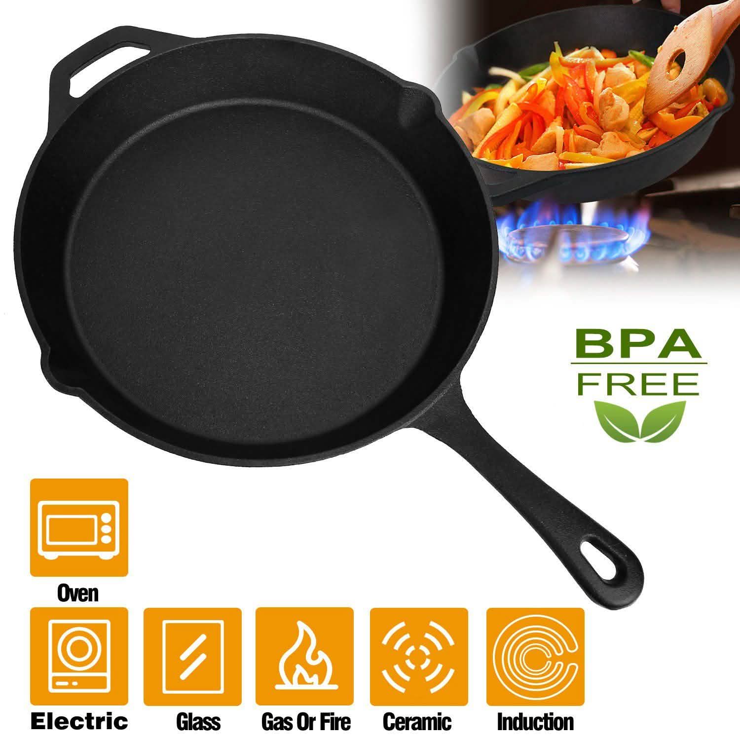 12 Inch Pre-Seasoned Cast Iron Skillet Oven Safe Cookware
