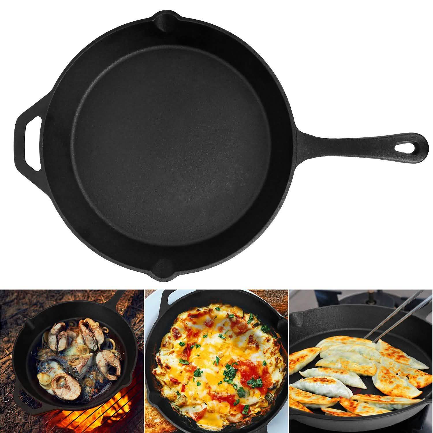 12 Inch Pre-Seasoned Cast Iron Skillet Oven Safe Cookware