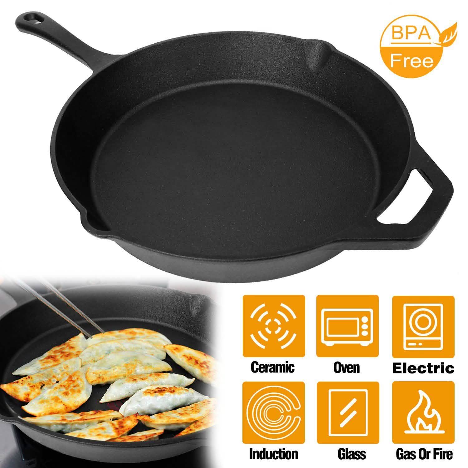 12 Inch Pre-Seasoned Cast Iron Skillet Oven Safe Cookware