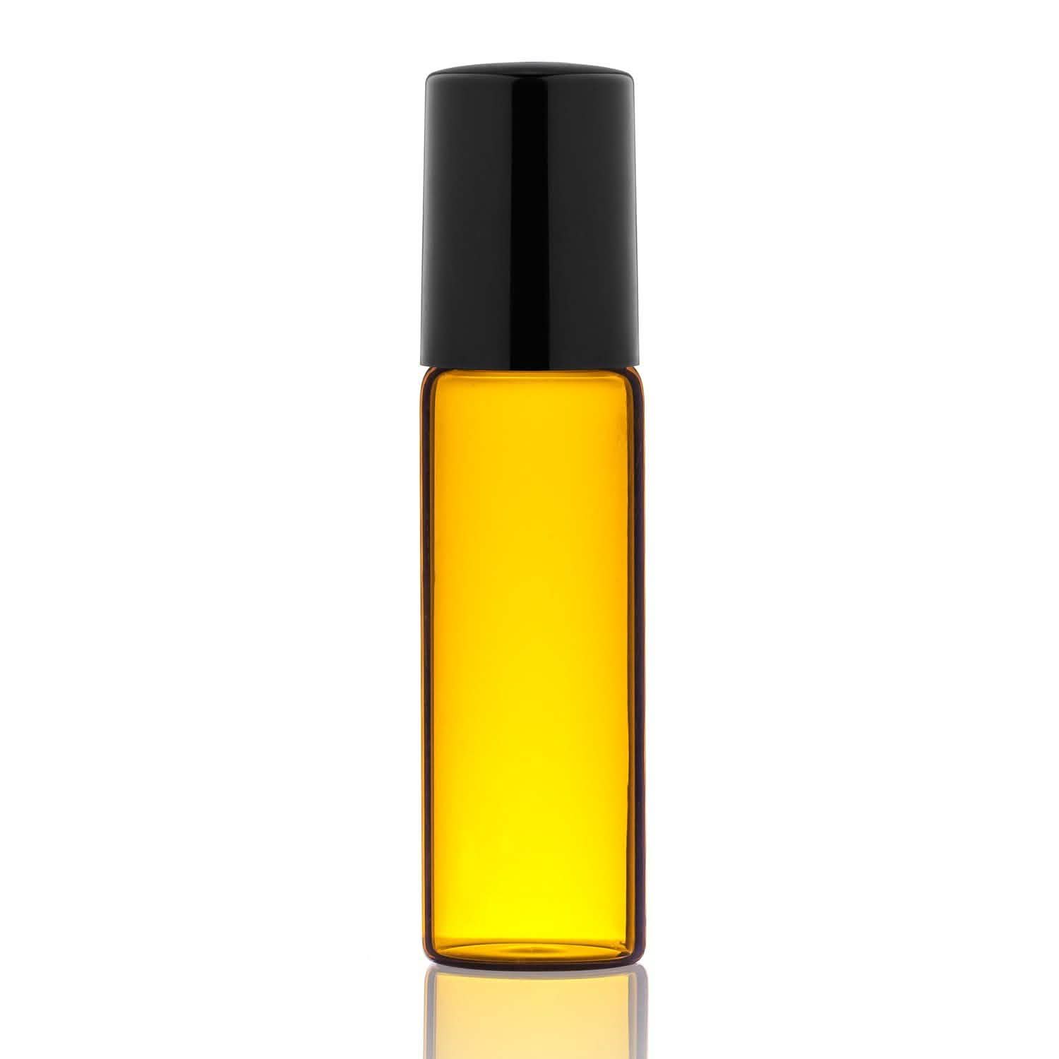 12-Pack: Amber Glass Bottles 10ml with Stainless Steel Roller Balls