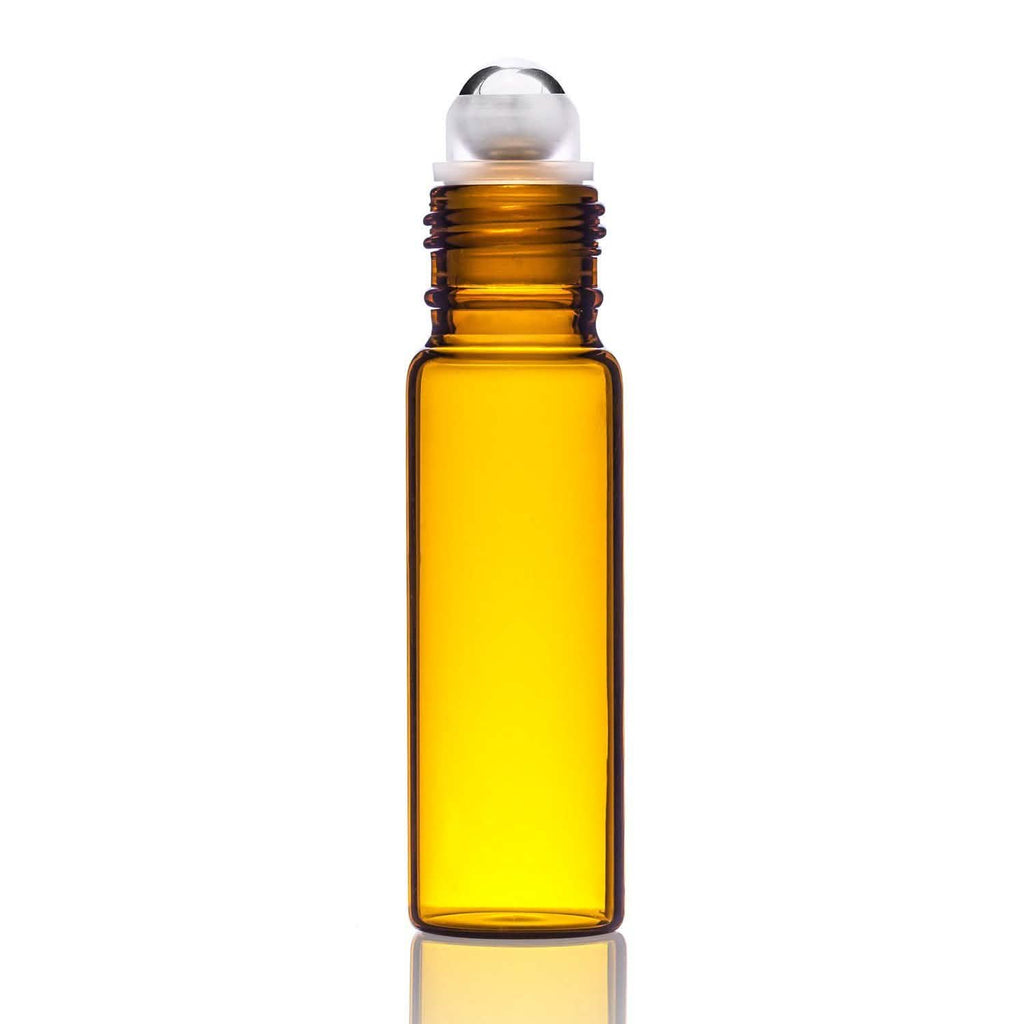 12-Pack: Amber Glass Bottles 10ml with Stainless Steel Roller Balls