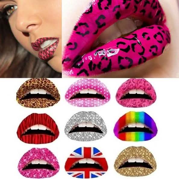 12-Pack: Colorful Temporary Lip Tattoo Set