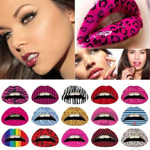 12-Pack: Colorful Temporary Lip Tattoo Set